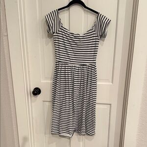 Who What Wear Black and White Striped Kids Dress
